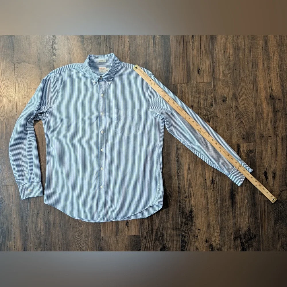 J. Crew Men’s Secret Wash Cotton Classic Fit Poplin Shirt in Stripe Size Large